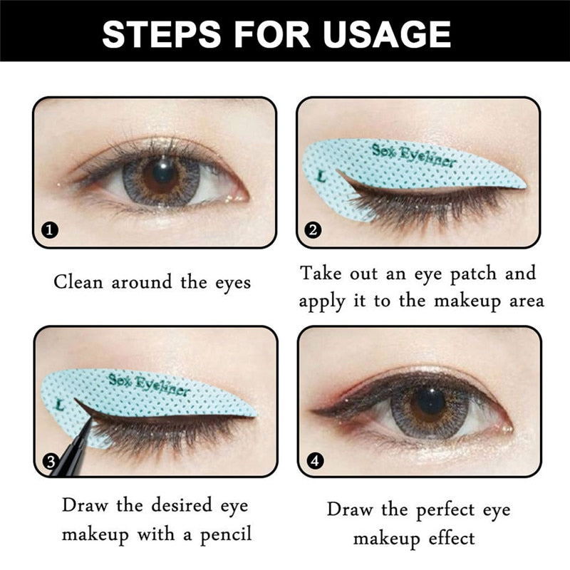 4 Sheets Quick Stencils Eyeliner Eye Makeup Shaping Auxiliary Stickers Eyeshadow Eyebrows Styling Drawing Template Guide Card