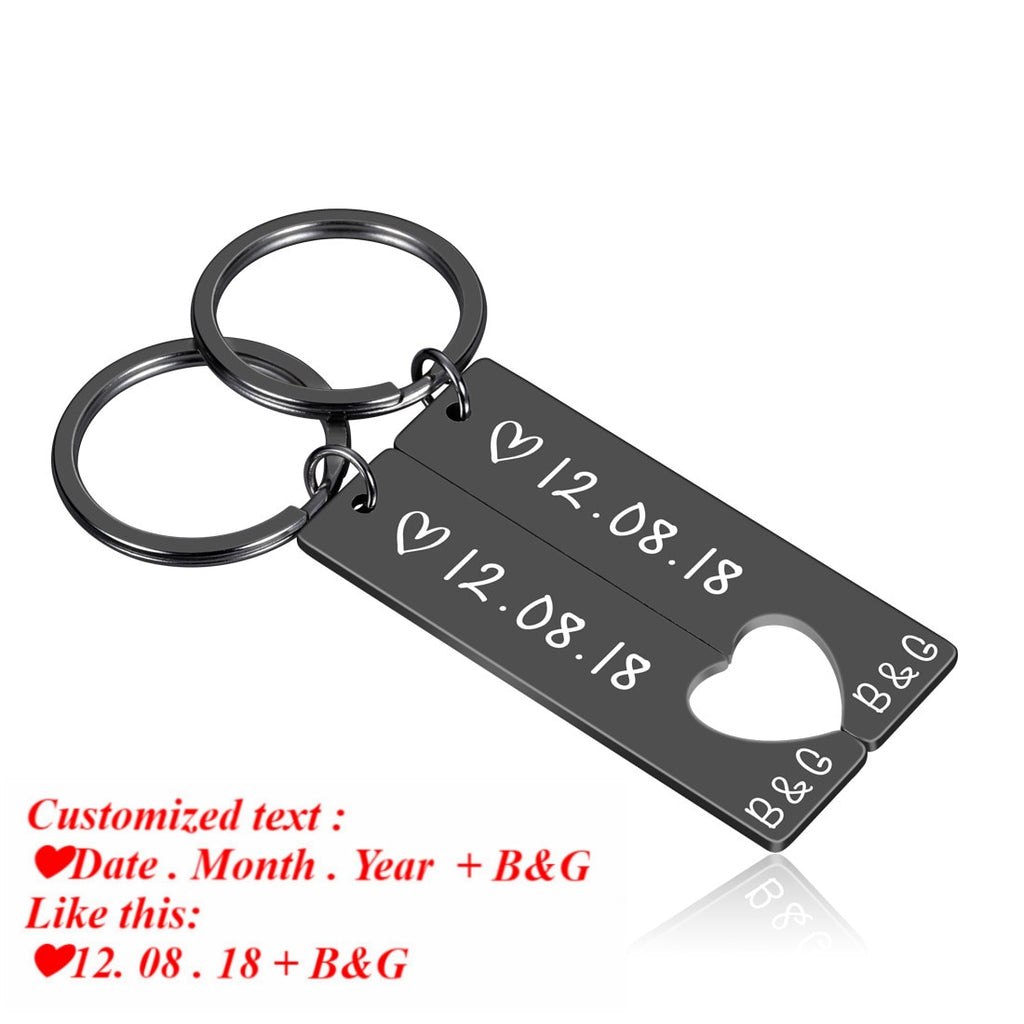 Customized Couples Keychain Boyfriend Girlfriend Keyring Husband Anniversary Valentine Day Gift Pinky Promise Women Men KeyChain