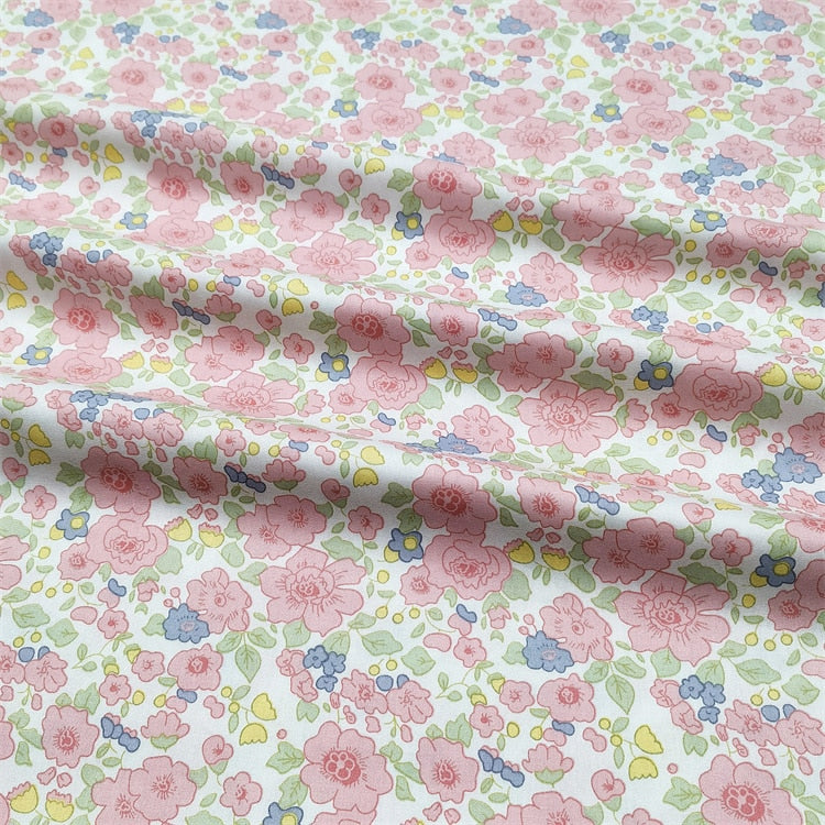 Fresh Floral Twill Cotton Fabric (50x160cm) - Ideal for DIY Baby Clothes, Newborn Pajamas, Quilt Covers, and Bed Sheets - High-Quality Sewing Cloth for Crafting