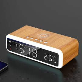 LED Electric Alarm Clock With Wireless Charger Desktop Digital Despertador Thermometer Clock HD Mirror Clock Watch Table Decor