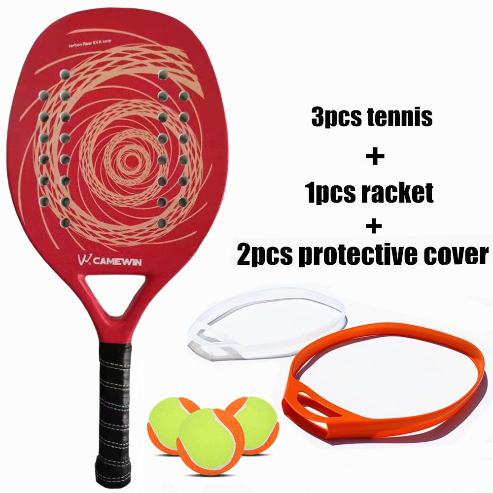 CAMEWIN Professional Beach Tennis Racket Carbon Fiber Beach Racket Protector Can Be Matched With