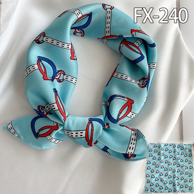 Lady Hair Scarf for Women Fashion Print Small Satin Silk Square Scarves Design Hairbands Bandana Foulard Accessories Summer 2022