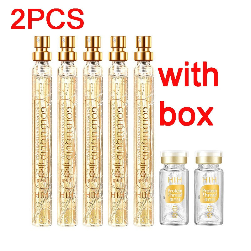 Anti Aging Hyaluronic Acid 24K Gold Active Collagen Facial Essence Protein Thread Serum Skin Care Tool For Firming Moisturizing