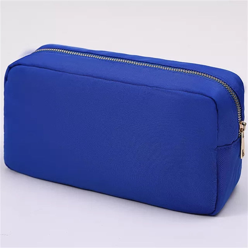 S/M/L 3 size Solid color Toiletry Pouch Nylon Travel Storage Bag Diy Embroidery Patch Personalize Makeup Bag