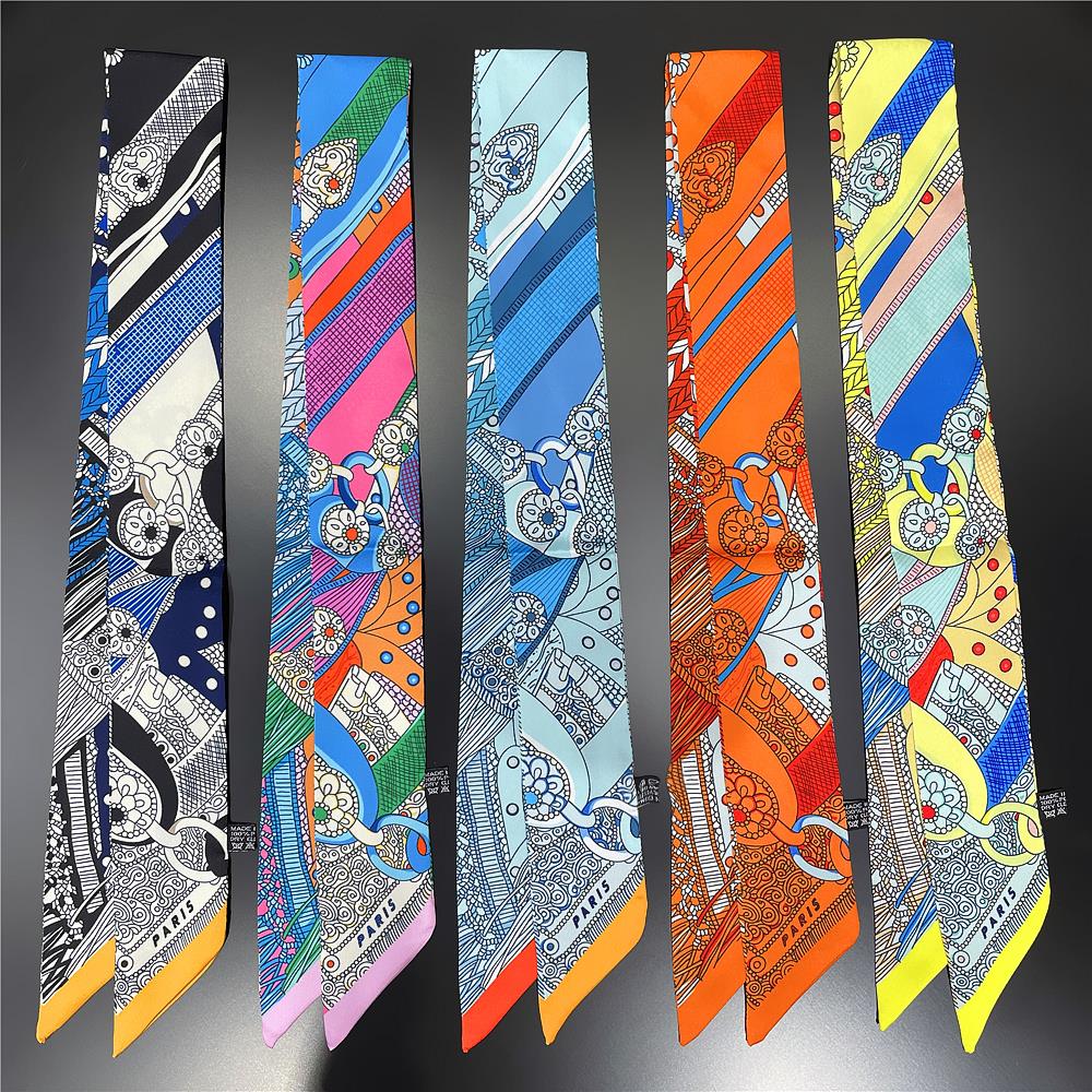 2023 Korean Fashion New Women's Twill Decorative Ribbon Small Scarf Binding Bag Handle Ribbon Hair Band Small Scarf Headband