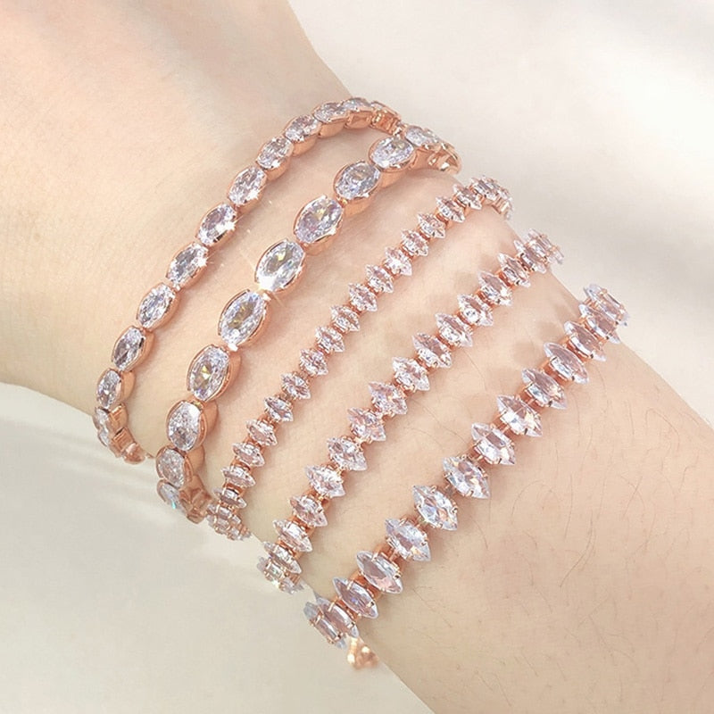 Fashionable Zircon Tennis Bracelets for Women Dazzling Various Shape Crystal Chain on Hand Trend Sexy Party Accessories Jewelry