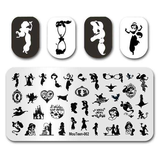 Nail Stamping MouTeen148 Cartoon Big Size Head Disney Nail Plates Stamp King Manicure Set For Nail Art Stamping