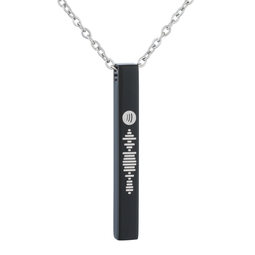 Personalized Music Spotify Code Necklace Men and Women Stainless Steel Laser Engraved Bar Necklace