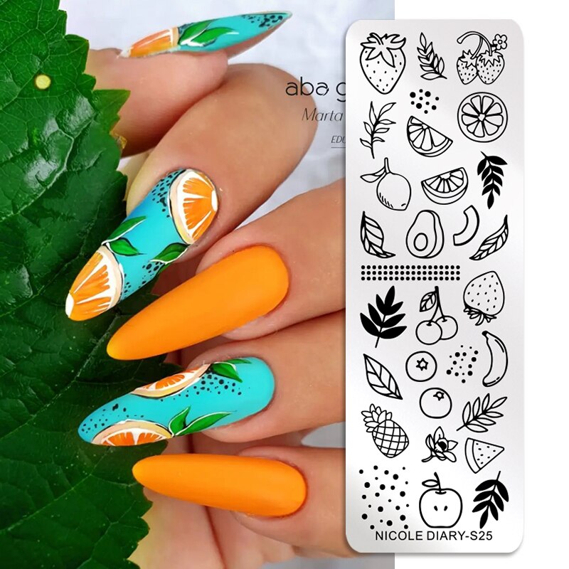 NICOLE DIARY Leaves Flower Stripe Design Stamping Plates Abstract Lady Face Nail Stamp Templates Leaf Floral Printing Stencil