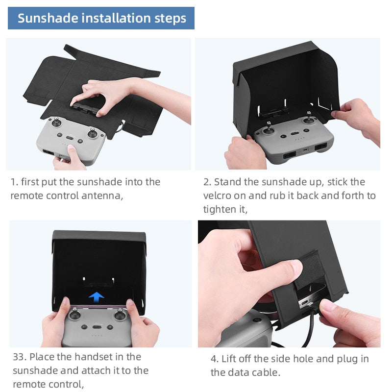 Remote Control Sun Hood for DJI Mavic MINI 3 Pro/Mini 2/AIR 3 Sun Shade Folding Sunshade Phone Holder Monitor Cover Acessorios