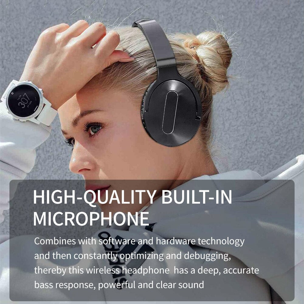 Siindoo 2 X ANC806 Active Noise Cancelling Wireless Headphone Over Ear Bluetooth Headset HIFI Super Bass with Mic For TV Phone