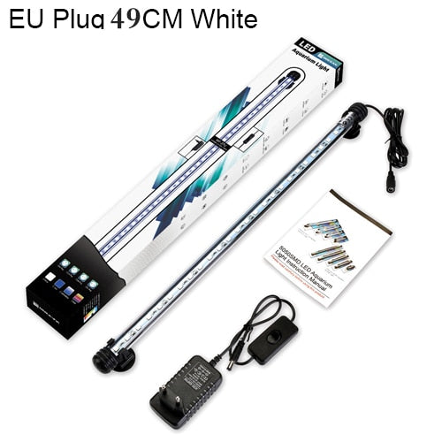 Barre lumineuse LED étanche pour aquarium, poisson précieux, bleu et blanc, 19 cm, 29 cm, 39 cm, 49cm, lampe à clip sous-marine SubSN, décor inclus UE