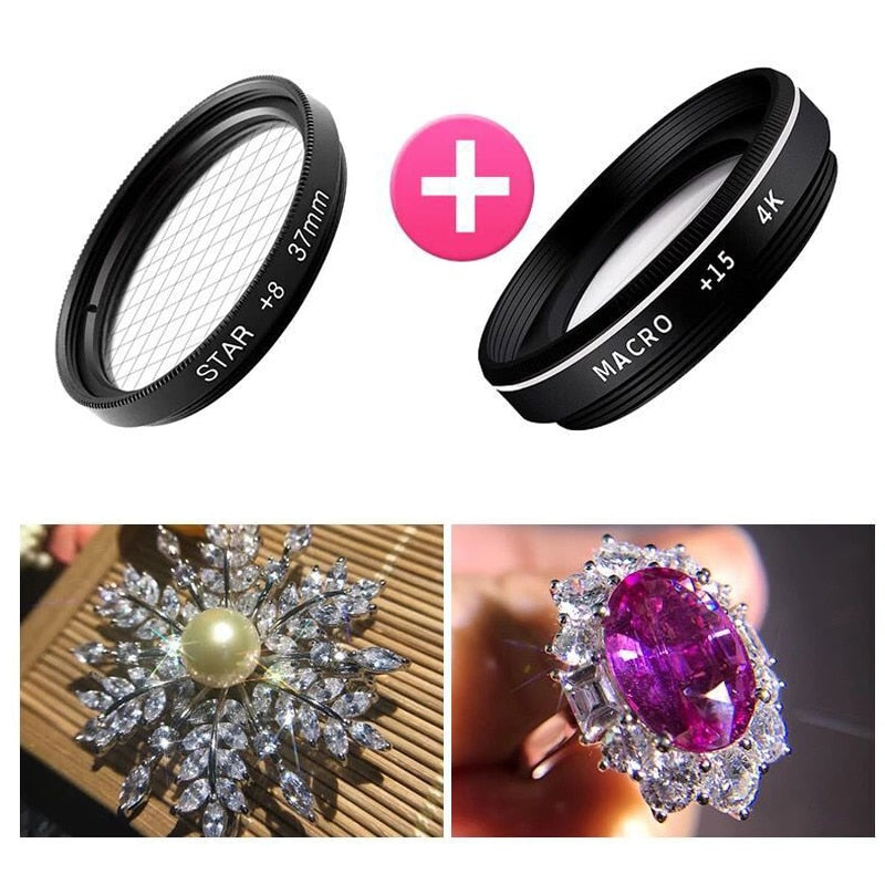 37MM 15X Macro Lens 4K HD Professional Photography Phone Camera Lens for Eyelashes Diamond Jewelry 30X Macro Lens for Smartphone