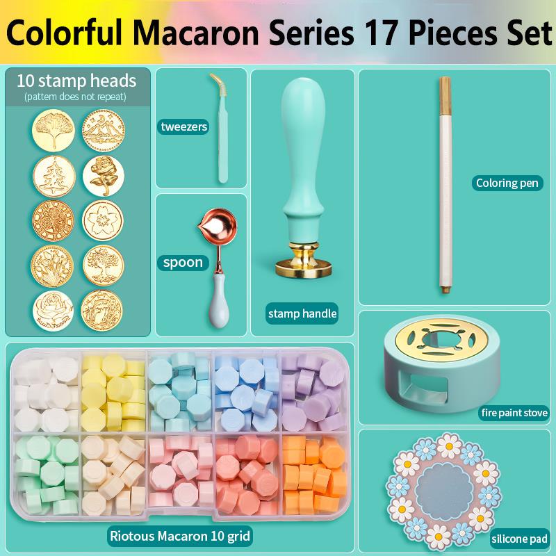 Wax Seal Stamp Set Lacquered Stamp Sealing Wax Kit DIY Craft Supplies Scrapbooking Christmas Wedding Invitation Decoration