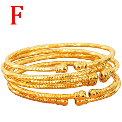 3MM/6pcs Dubai Bangle For Women Indian Bangles Africa Ball Jewelry Gold color Beads Bangle&Bracelet Ethiopian Wedding Bride Gift