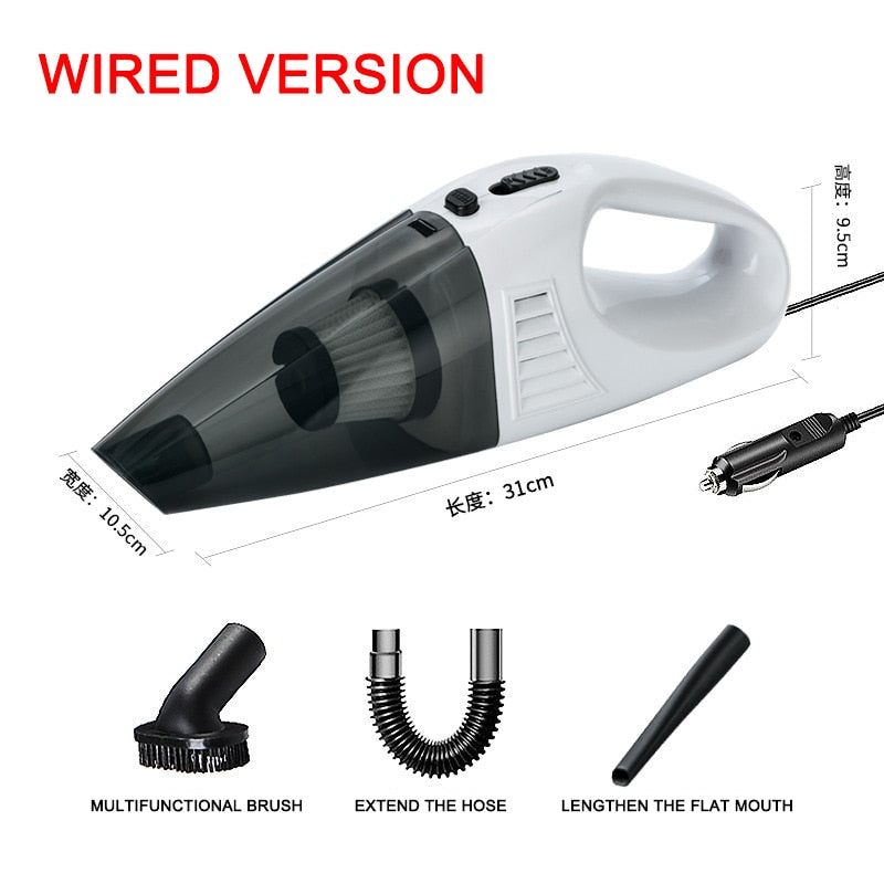 Wireless Car Vacuum Cleaner Handheld Car Vacuum Cleaner Home and Car Dual Purpose Wired Cleaner 3M Cigarette Lighter Power Cord