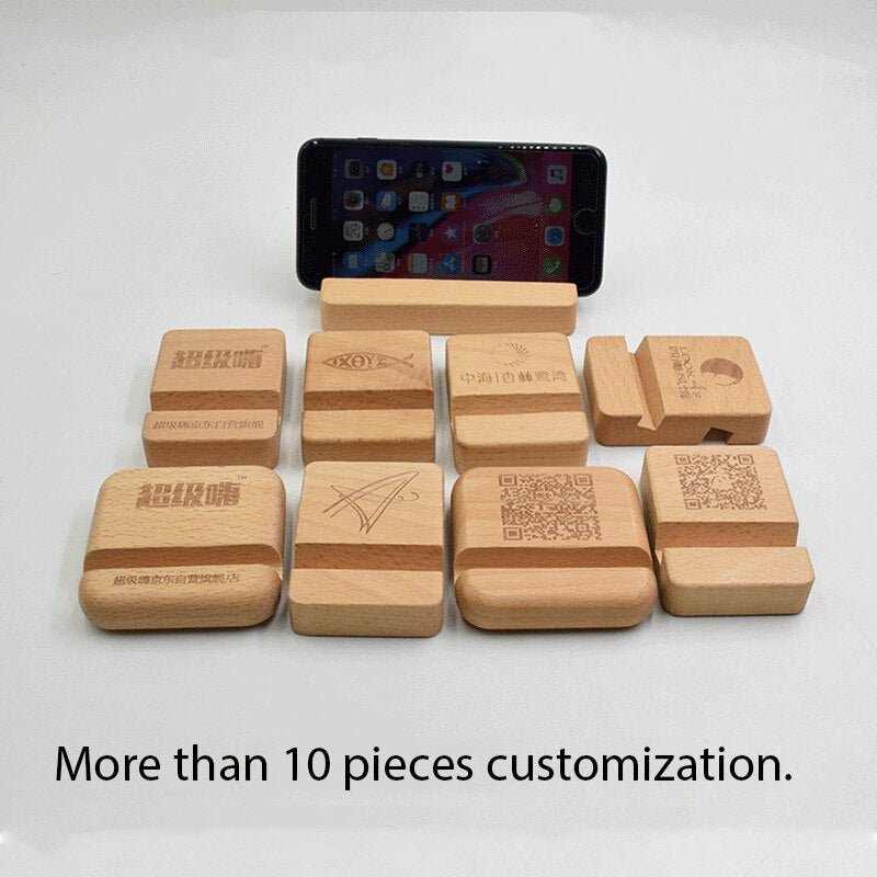 Portable Solid Wood Cell Phone Racks Desk Stand Holder for Mobile Phone Tablet PC E-reader Home Accessories Customized Logo