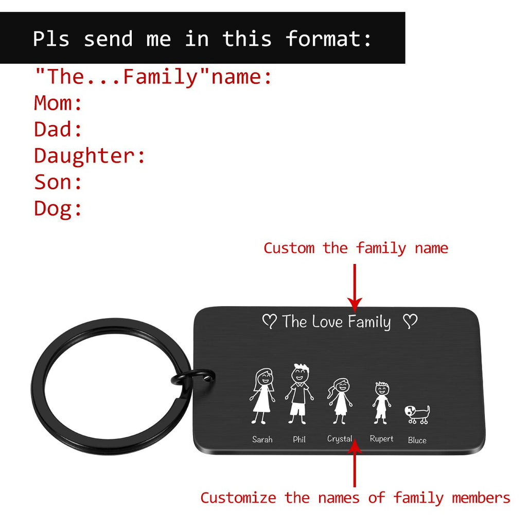 Personalized Family Keychain Engraved Family Gifts for Parents Children Present Keyring Bag Charm Families Member Gift Key Chain