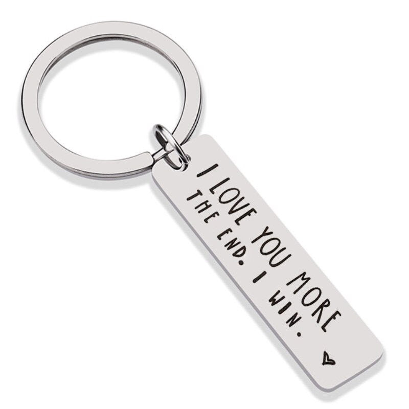 Lovers Keychain Man Creative Key Chain Letter I Love You More The End I Win Woman Silver Color Key Ring Stainless Pendant Brelok