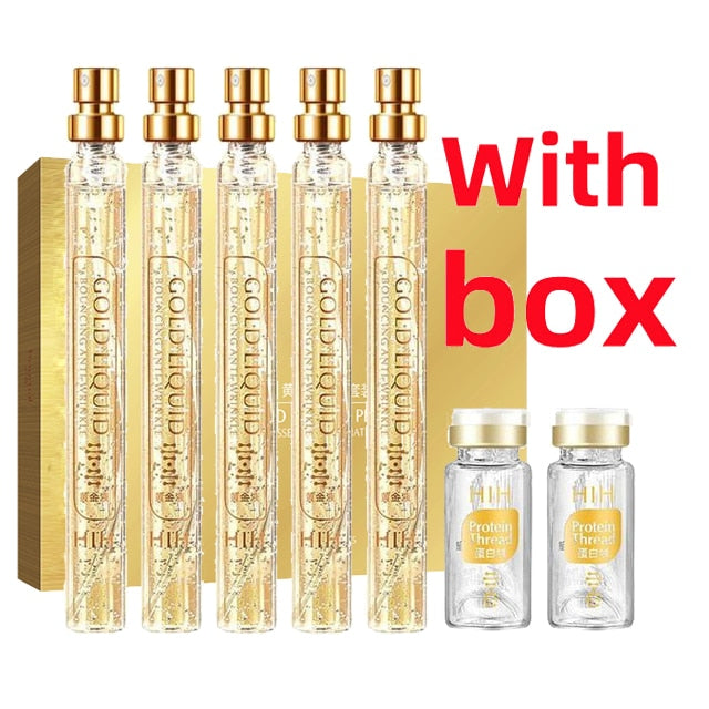 Anti Aging Hyaluronic Acid 24K Gold Active Collagen Facial Essence Protein Thread Serum Skin Care Tool For Firming Moisturizing