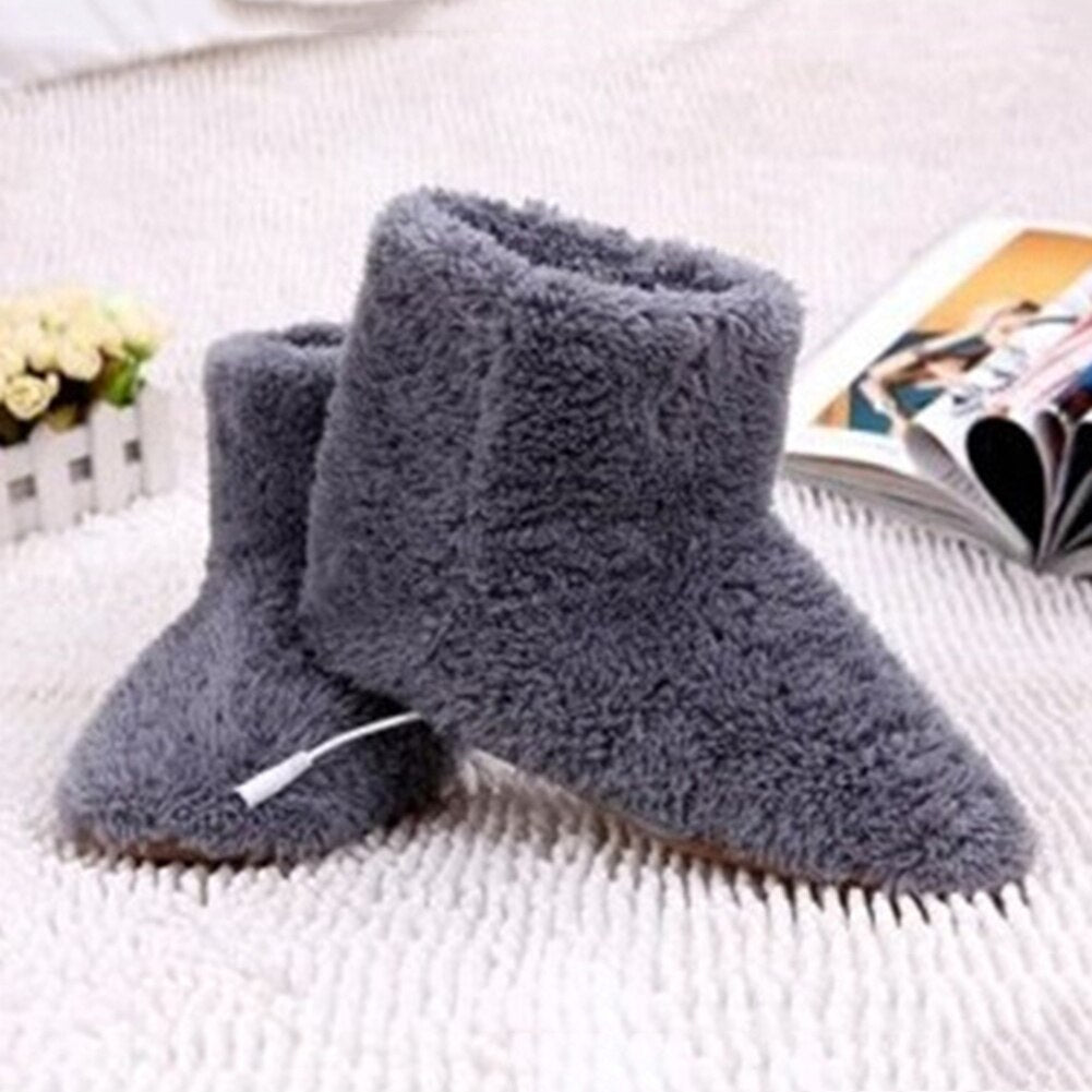 USB Heater Foot Shoes Winter Plush Warm Electric Slippers Feet Heated Washable Electric Shoes Warming Pad Heating Insoles