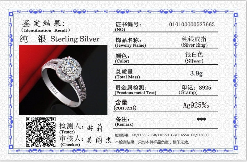 Original Certified Tibetan Silver Rings For Women Natural 2.0ct Cubic Zirconia Wedding Engagement Band Gift Jewelry Accessories