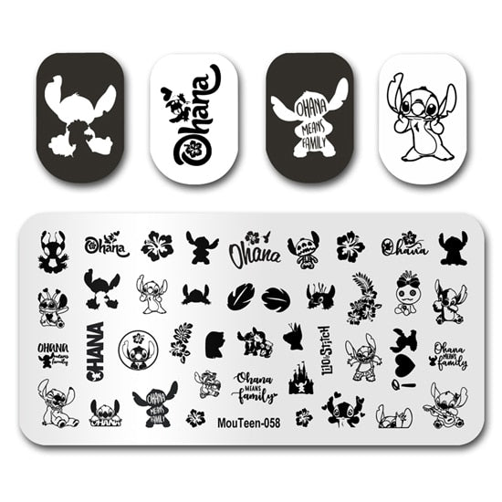 Nail Stamping MouTeen148 Cartoon Big Size Head Disney Nail Plates Stamp King Manicure Set For Nail Art Stamping