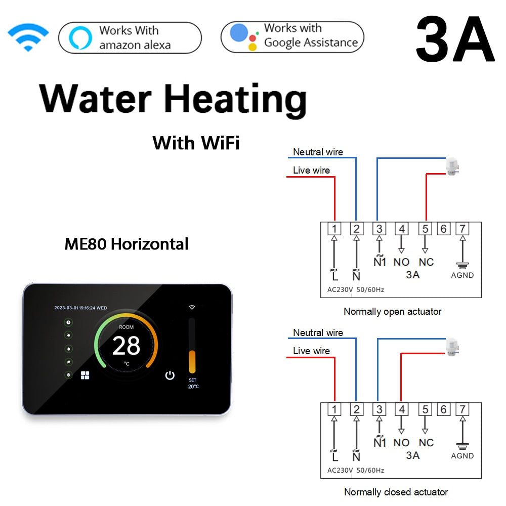 Tuya WiFi Smart Thermostat, Heating Temperature Controller with Celsius/Fahrenheit LED Touch Screen Work with Alexa Google Home