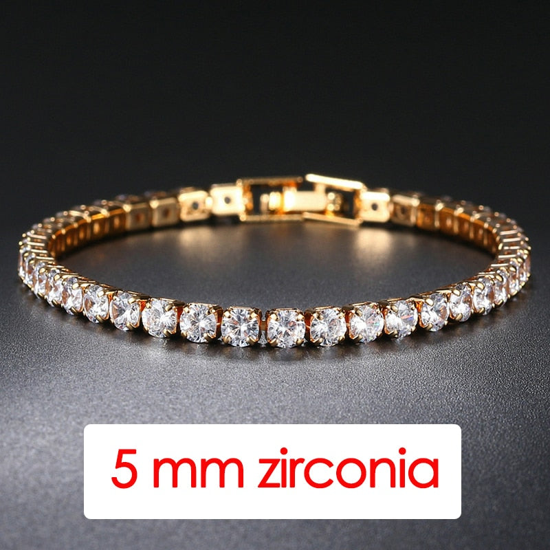 Hiphop Tennis Bracelet Homme Iced Out 3/4/5mm Cubic Zirconia Mens Crystal Chain on The Hand Hip-hop Streetwear Jewelry Male H086