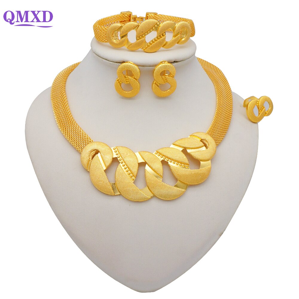 Ethiopian Rope Chain Jewelry Set For Women Ethnic Style Pendant Necklace Bracelet Earring Ring Wedding jewelry sets