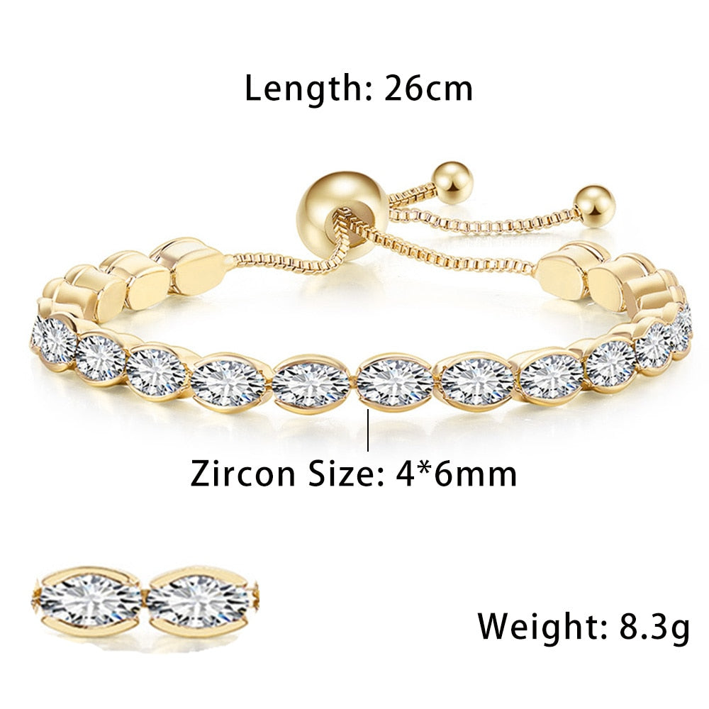 Fashionable Zircon Tennis Bracelets for Women Dazzling Various Shape Crystal Chain on Hand Trend Sexy Party Accessories Jewelry