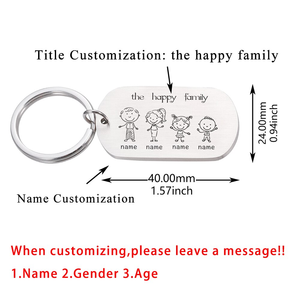 Love Cute Keychain Engraved Family Gifts for Parents Children Present Keyring Bag Charm Families Member Gift Key Chain