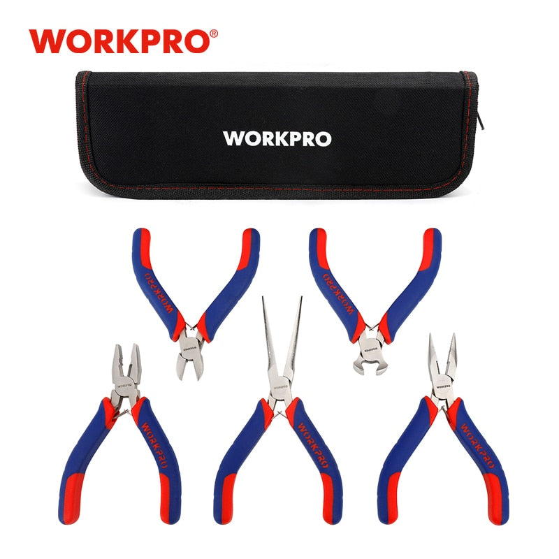 WORKPRO 5/7PC Mini Set Mini Pliers Basics Plier Tools Set  Diagonal Pliers Cutter DIY Plier Set with Pouch