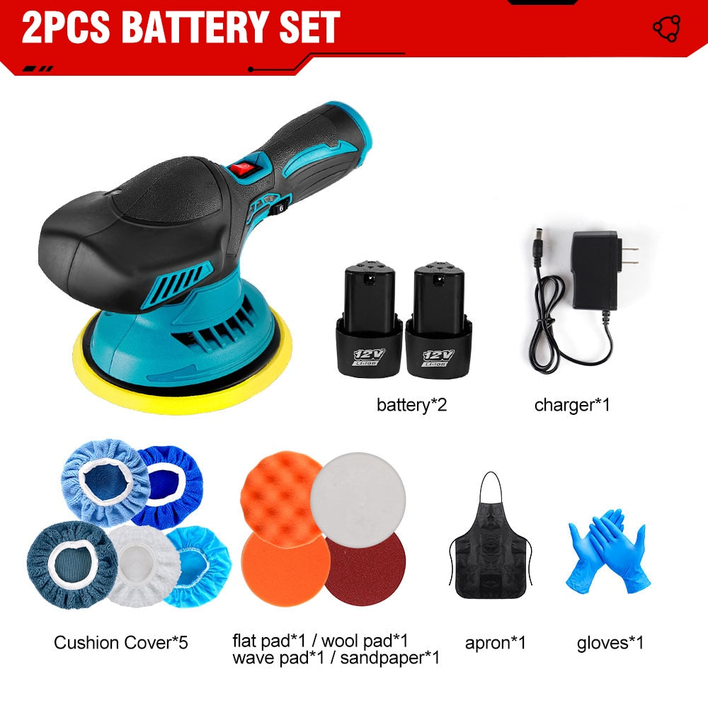 6000RPM Cordless Mini Polisher 6Gears Car Polishing Machine 12V Electric Cars Polish Machines Adjustment Speeds Power Tool