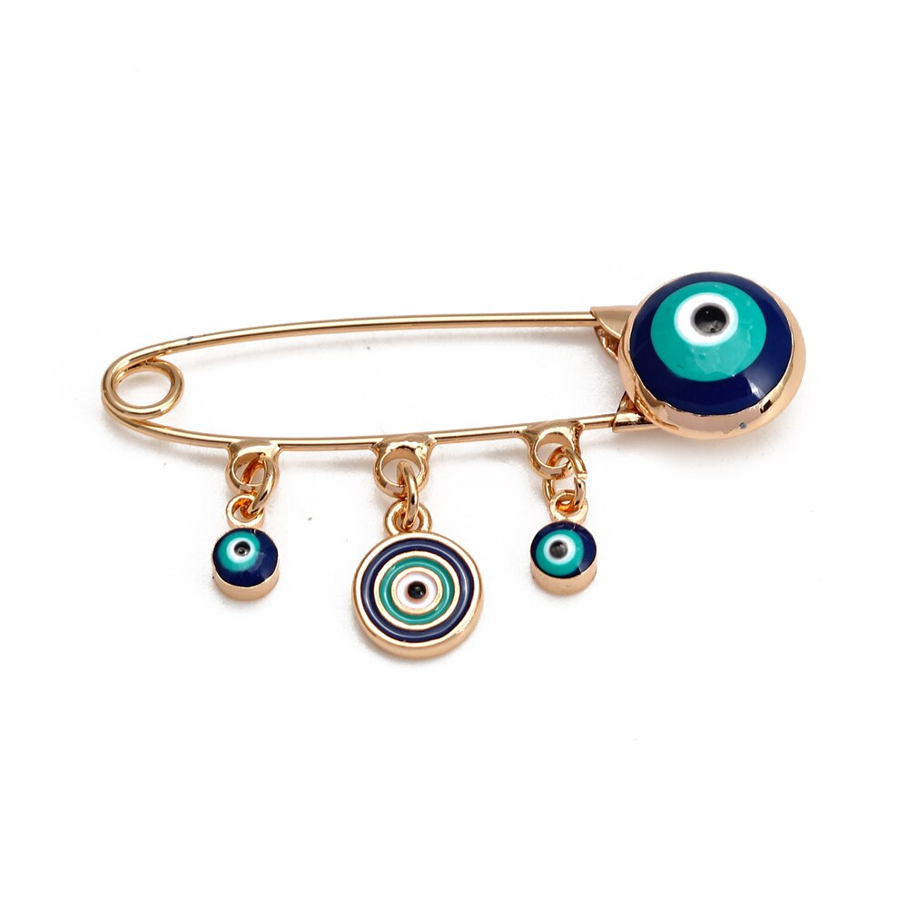 Lucky Eye Blue Turkish Evil Eye Brooch Pin for Women Men Dropping Oil Flower Crown Star Hamsa Hand Charm Fashion Jewelry BD52