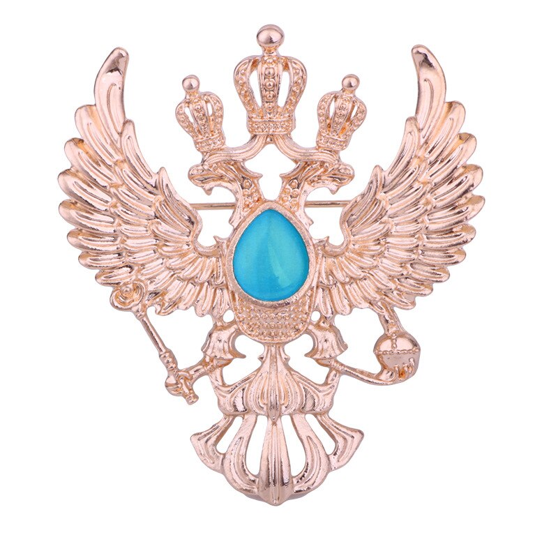 High-end Retro Wing Metal Pins and Brooches Vintage Double-headed Eagle Badge Brooch Punk Crown Suit Lapel Pin Men Accessories