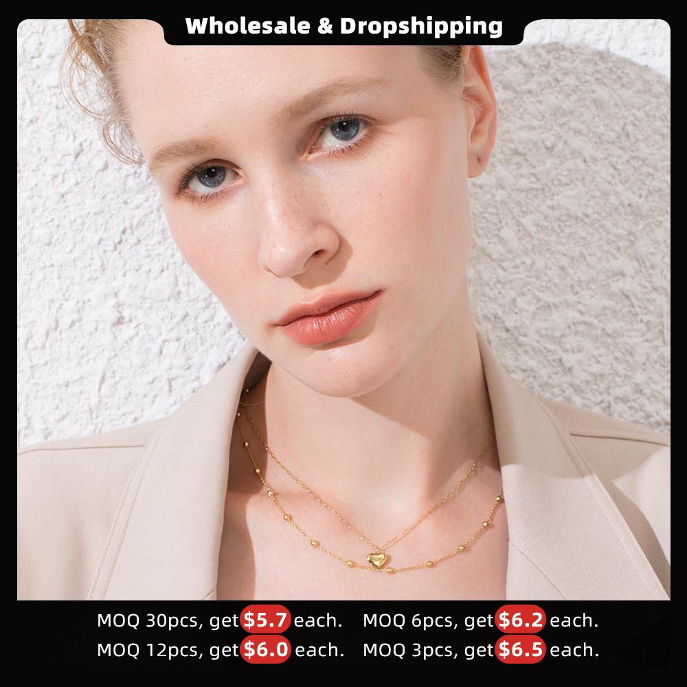ENFASHION Boho Heart Choker Necklace Women Statement Stainless Steel Double Chain Cute Holiday Necklaces Fashion Jewelry P193026