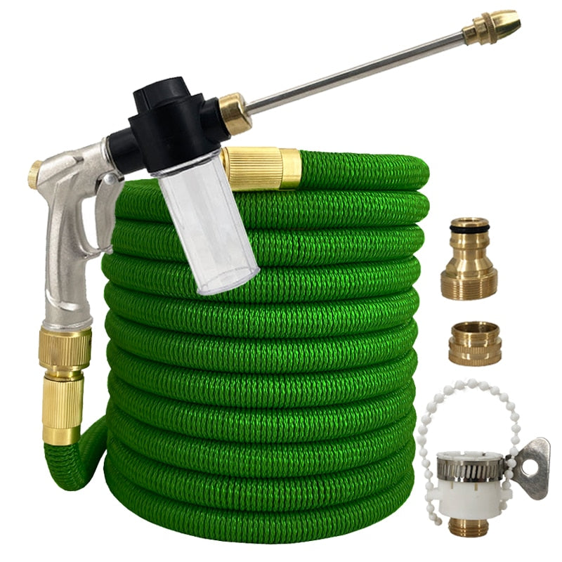 New Water Gun Garden Hose Retractable Magic Hose EU High Pressure Car Wash Hose With Metal Spray Gun Outdoor Garden Watering