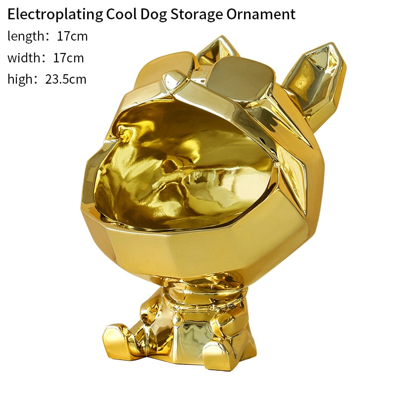 Cool Dog Figurine Big Mouth Dog  Storage Box Home Decoration Ornamental Resin Art Sculpture Figurines Home Decor Gift Decorative