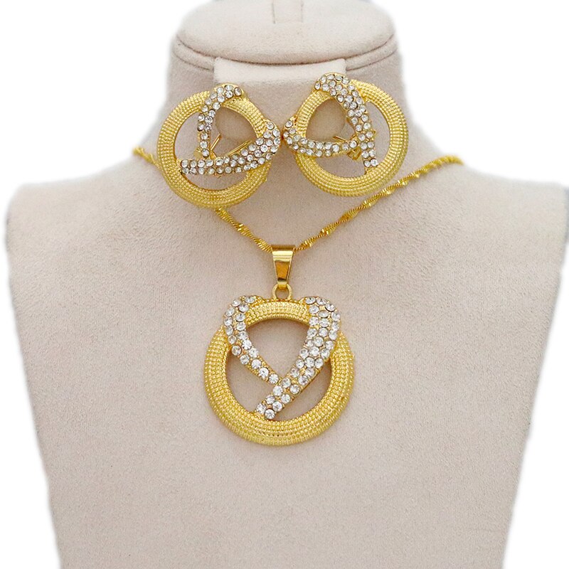 Dubai Ladies Jewelry Set, African Nigerian Girl Bridal Wedding Gifts, Ethiopian Jewelry Set Earrings and Necklaces