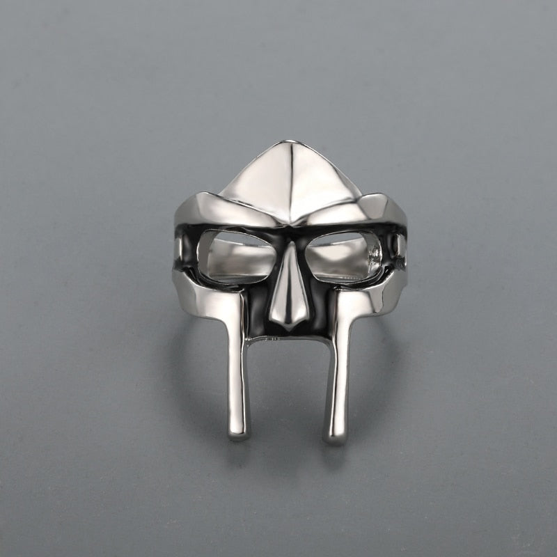 Goth Hip Hop MF DOOM Mask Rings For Men Gladiator Punk Style Egyptian Pharaoh Male Ring Classic Retro Jewelry Party Accessories