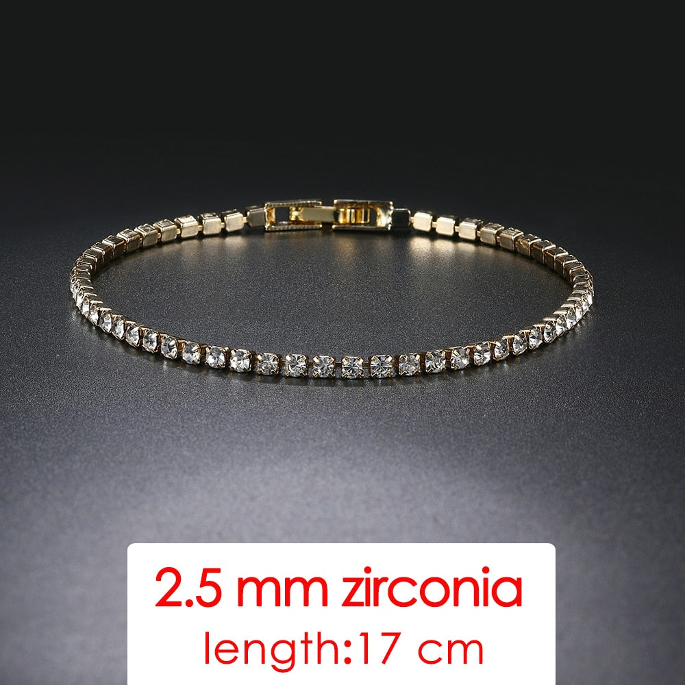 Tennis Chain Bracelets For Women Fashion Small Cubic Zircon Crystal Rose Gold Color Wedding Party Friends Gift Jewelry KC128M