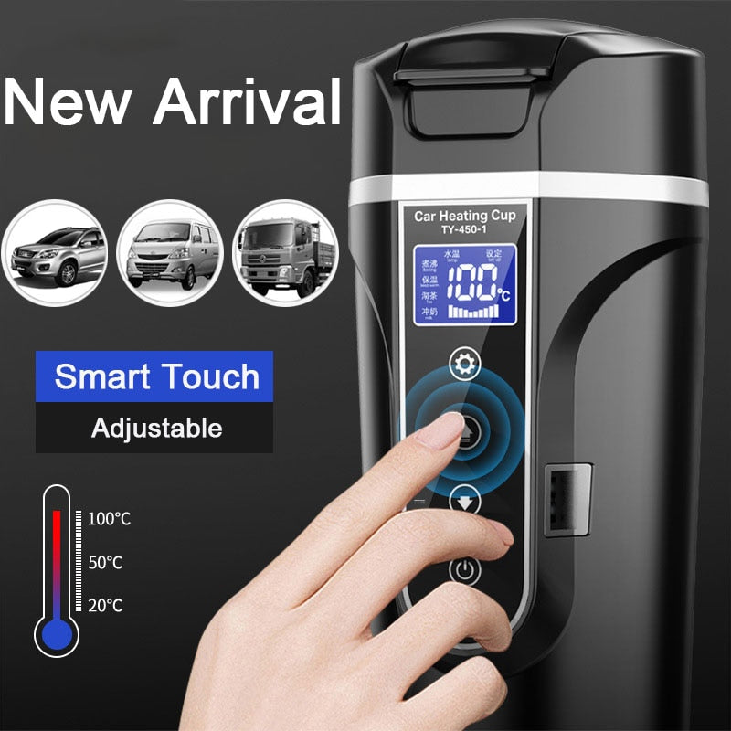 Smart Touch Car Thermos Bottle Digital Display Insulated Cup 12/24/220V Universal Traveling Heating Cup Water Bottle Hot Sale