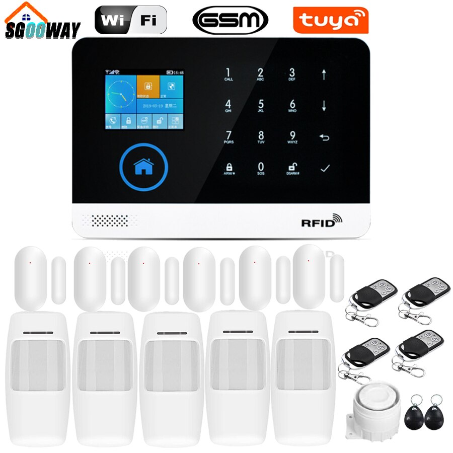 Tuya APP Wifi GSM GPRS Wireless Home Burglar Security Alarm System Integrated Via WIFI IP Camera With Flashing Siren