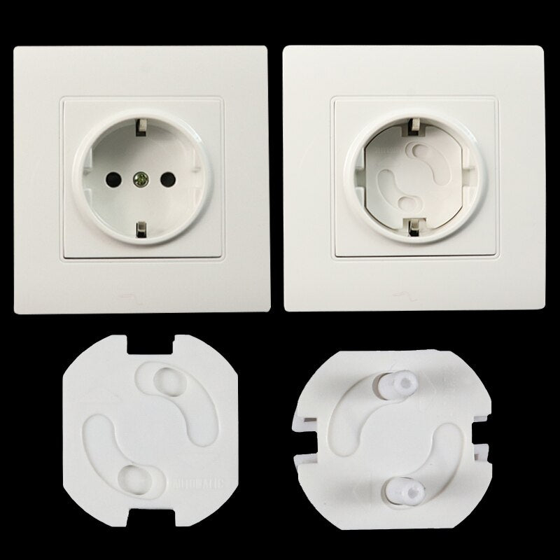 4pcs Baby Safety Rotate Cover 2 Hole Round European Standard Children Against Electric Protection Socket Plastic Security Locks
