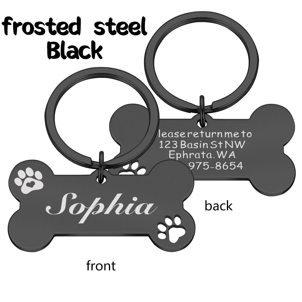 Personalized Pet Dog Name Tags Shiny Steel Free Engraving Kitten Puppy Anti-lost Collars Tag Collar for Dogs Cats Nameplate