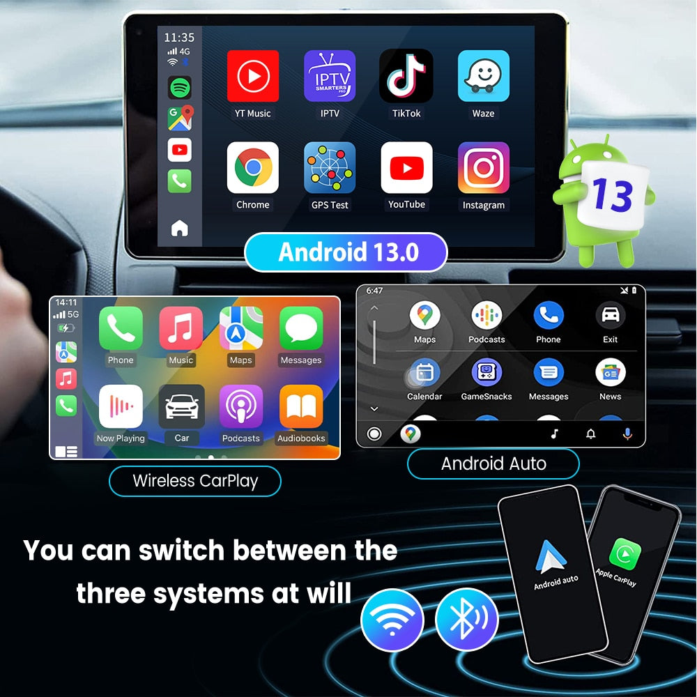 Android 13 CarlinKit Android Auto Wireless CarPlay AI TV Box QCM6125 8-Core Split Screen 64G 128G For Netflix YouTube Play Store