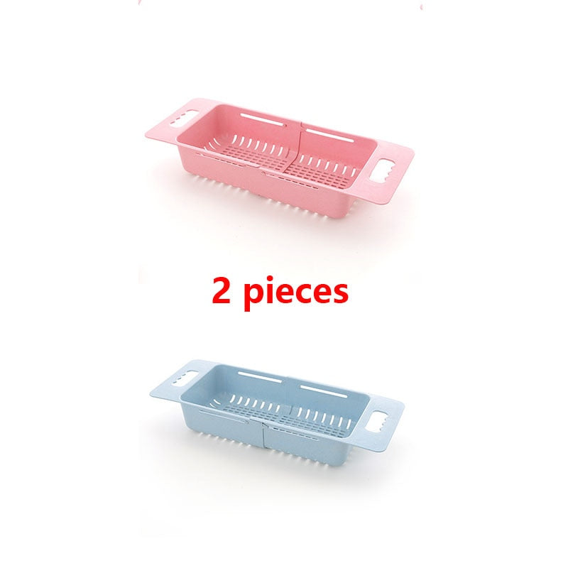 Adjustable Dish Drainer Sink Drain Basket Washing Vegetable Fruit Plastic Drying Rack Kitchen Accessories Organizer H1235