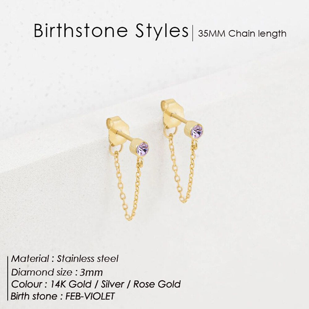 eManco Zircon Birthstone Pendant Earrings 12 Zodiac Signs Stainless Steel Jewelry Party Gifts