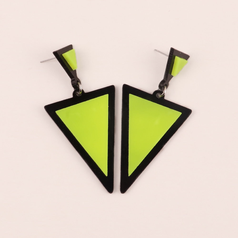 Brand Earing Fluorescent Colorful Triangle Earrings Stud Earrings For Women Crystal Pearl Earrings Fashion Jewelry Wholesale